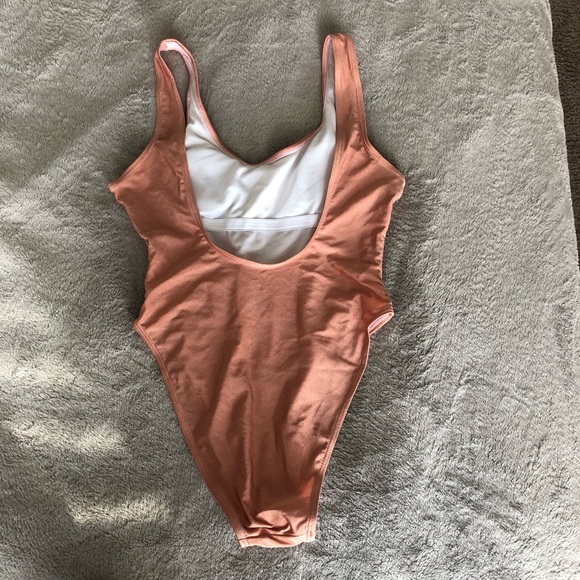 Rose gold w/ white lettering one piece swimsuit - Picture 4 of 6